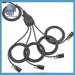 Outdoor Extension Cord with 1 to 4 Splitter, Total 31FT, Waterproof Extension Cord, Heavy Duty for Outdoor String Light, Patio, Deck, Porch, Black, ETL Listed